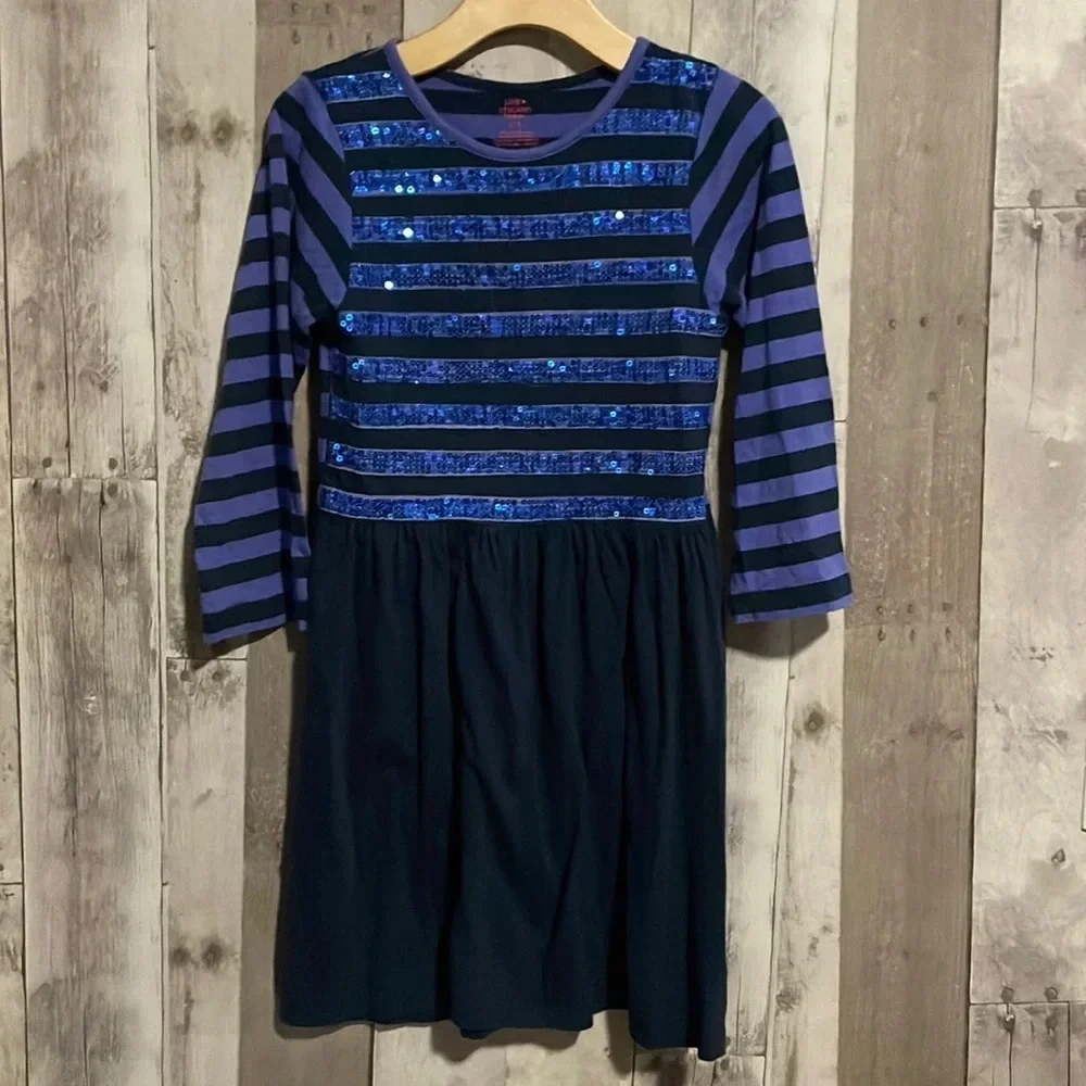 Pink chicken stripe sequins long sleeve dress